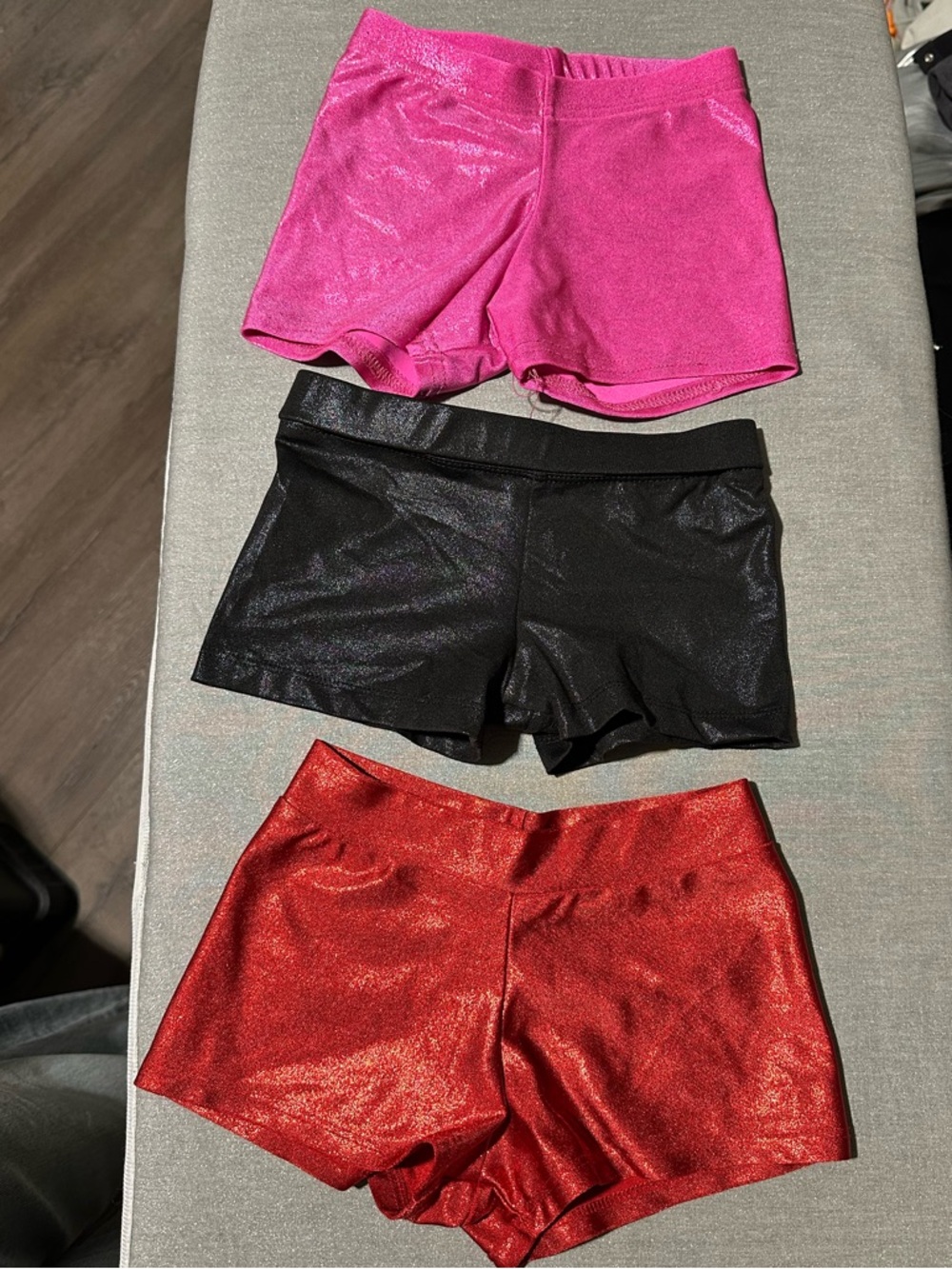 Three KIDS gymnastics Shorts - Pink, Black, Red